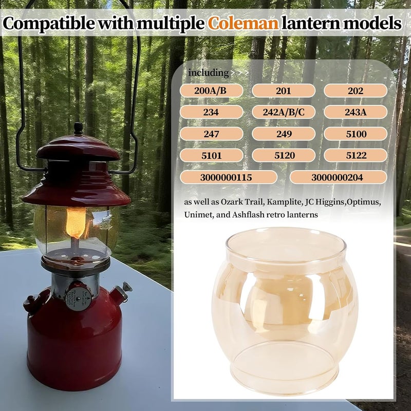 LVACODV 10-Pack Lantern Mantles & Glass Globe Replacement, Compatible with Coleman Lantern Parts & Ozark Trail Lanterns, Fits R690B051 & Other Fuel Lantern Models 200A/B,242/A/B/C - Image 4